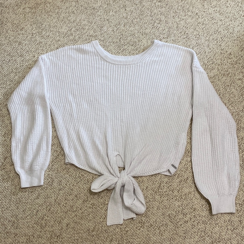 Hollister white sweater with bow size x-small